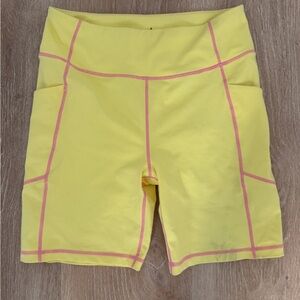 Tuckernuck Yellow and Pink Biker Shorts Size Medium